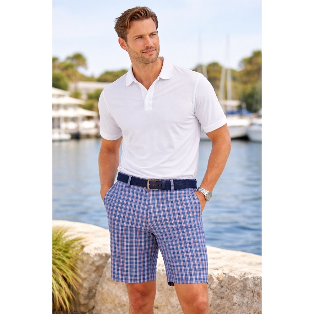 Polo Ralph Lauren Golf Blue Plaid Chino Shorts 9" Mens Size 42 Preppy Old Money
